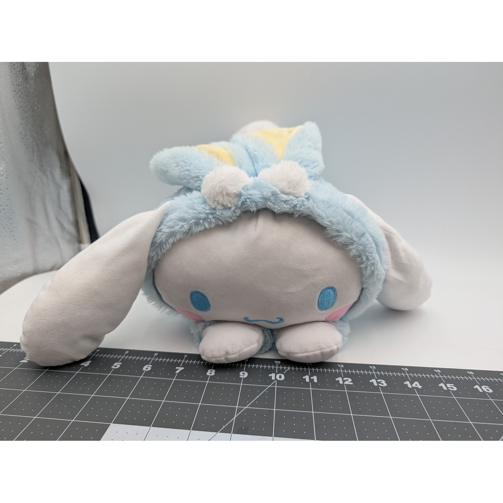 Miniso Sanrio Cinnamoroll Plush Blue Bunny Hood Fluffy Laying‎ Down Stuffed Toy